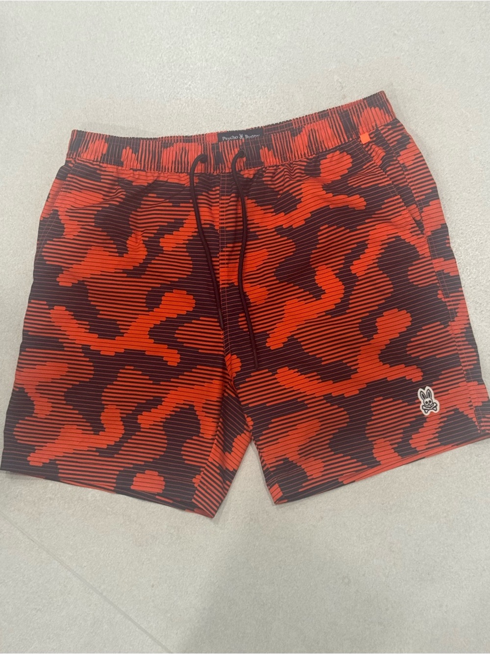 Psycho Bunny Orange & Navy Camo Swim Shorts